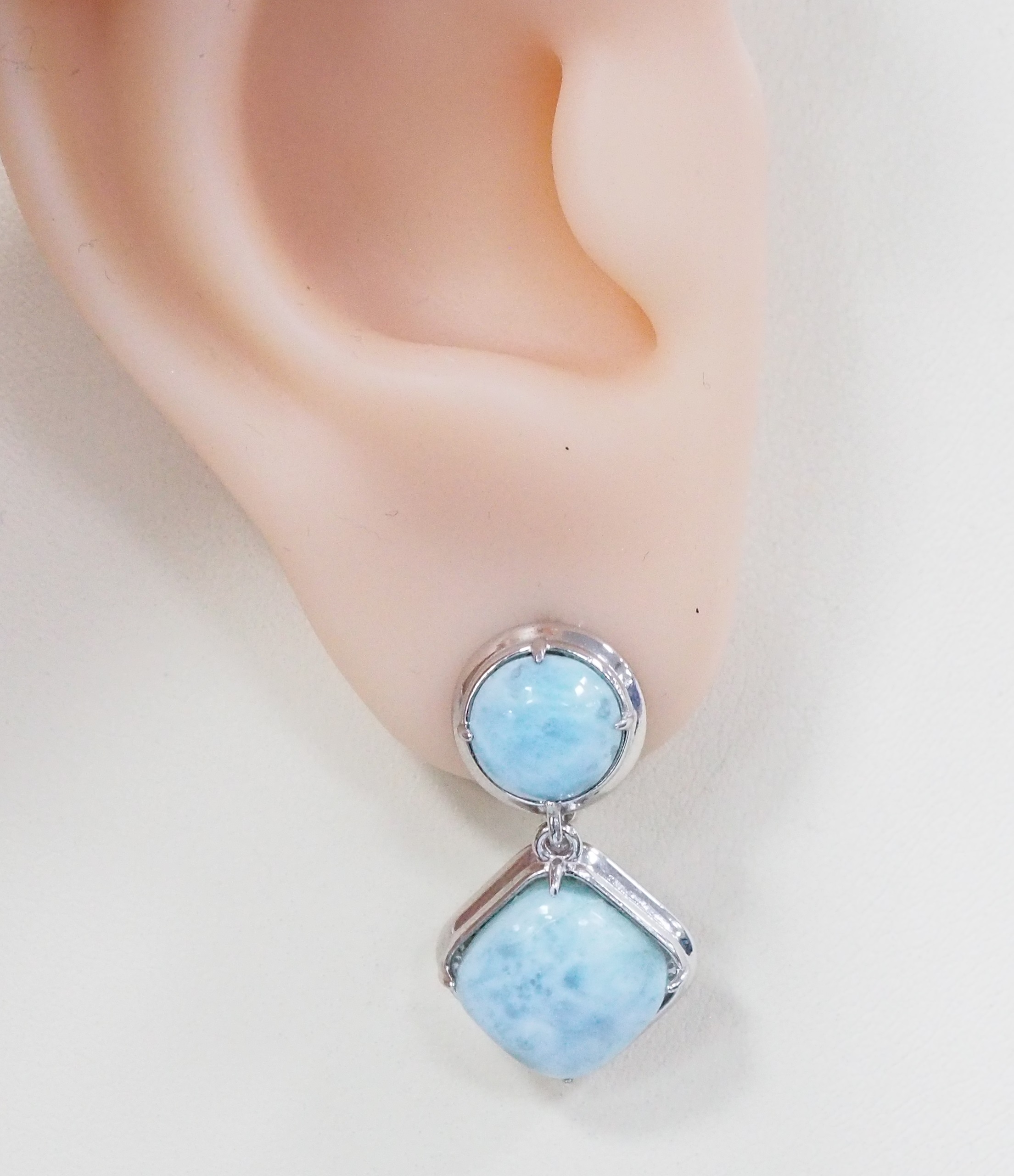 Серебряные серьги 925 пробы; вставки 4 Ларимар нат.;